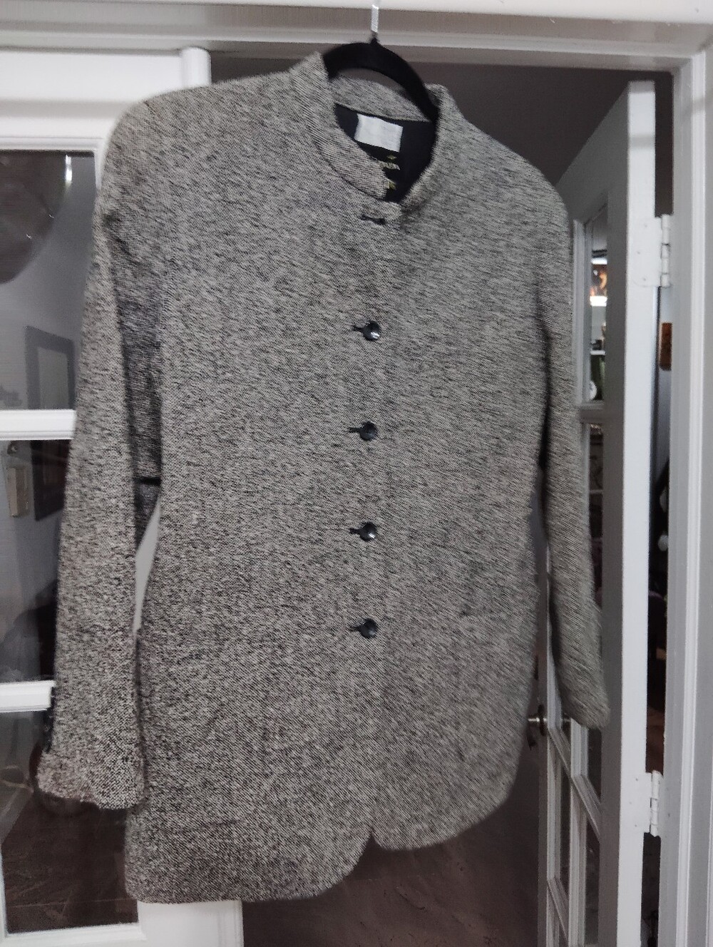 Classic Gray Textured Button-Up Blazer Jacket 🫰🏾💫